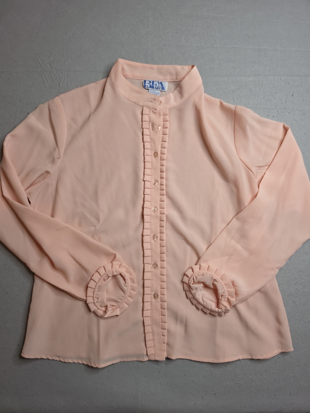 Bfa‎ Classics Women's Peach Ruffled Button-Front Blouse Size XL